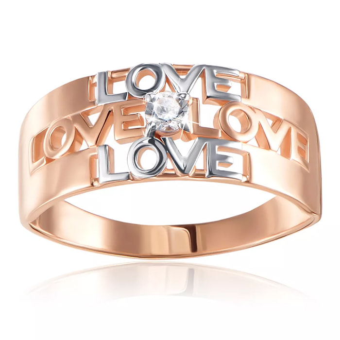 Золотое кольцо с надписью LOVE.
