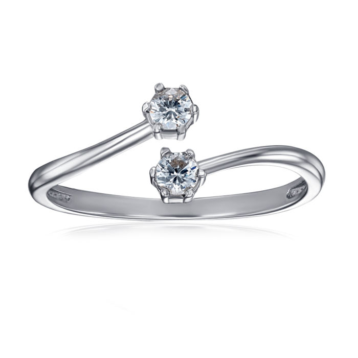 Серебряное кольцо с фианитами. Артикул 001038/12/1/28