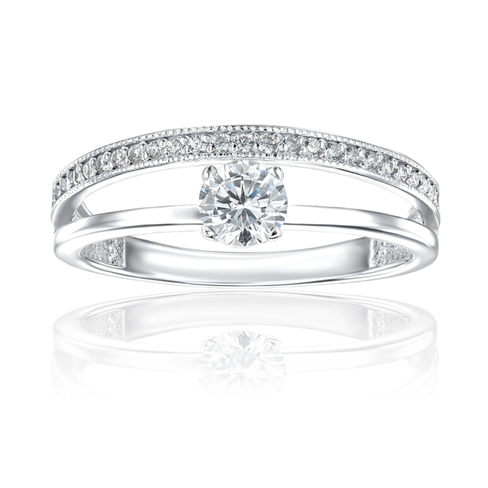 Серебряное кольцо с фианитами 001058/12/1/145