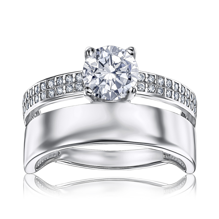 Срібна каблучка з фіанітами 001077/12/1/114