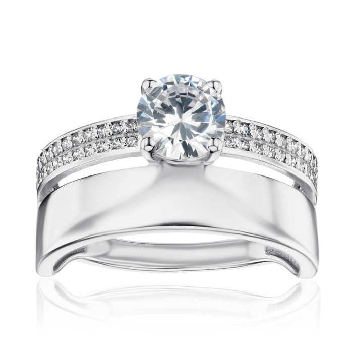 Срібна каблучка з фіанітами 001077/12/1/2477