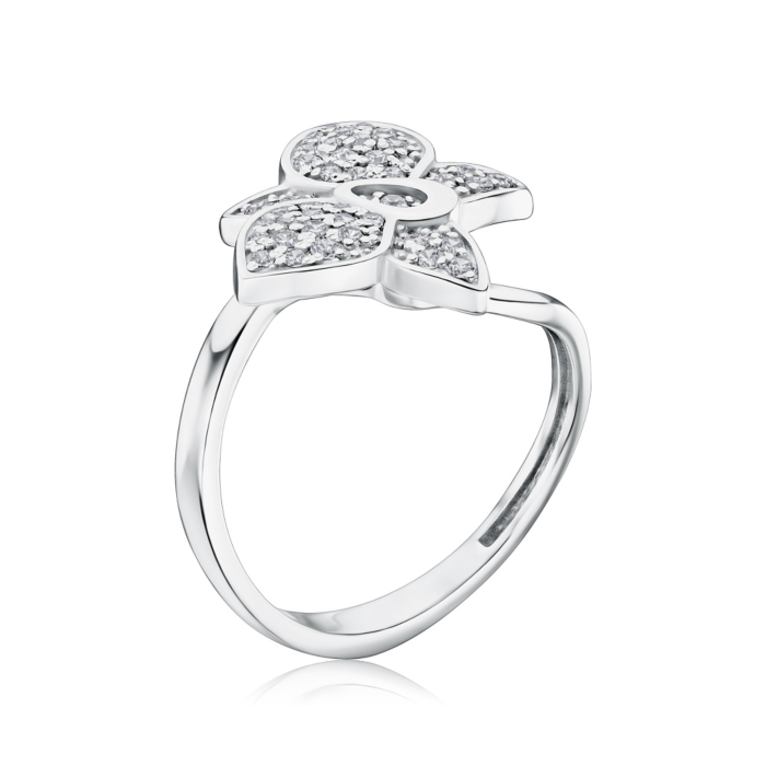 Серебряное кольцо «Орхидея» с фианитами 001096/12/1/75