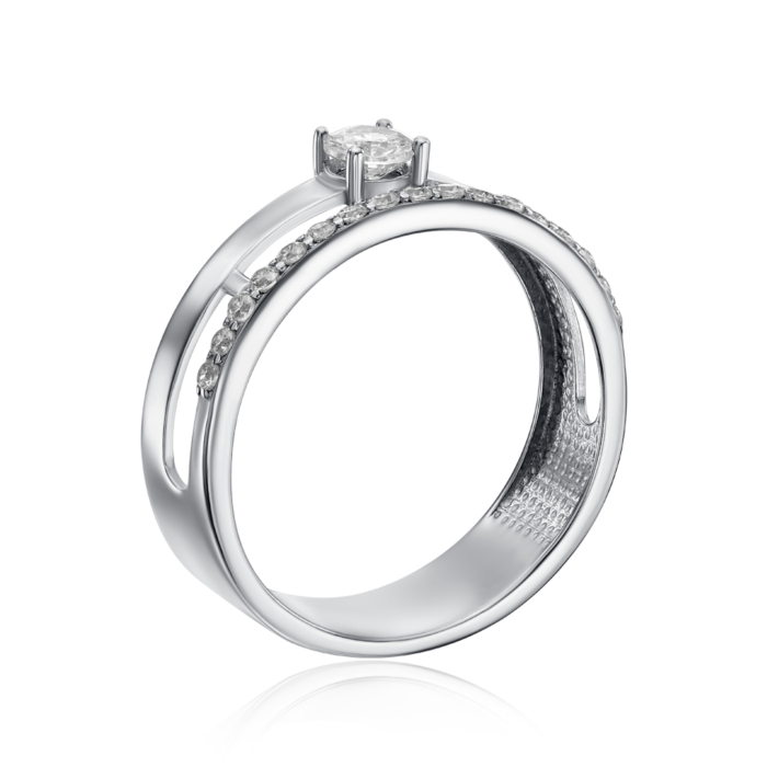 Срібна каблучка з фіанітами. Артикул 001124/12/1/140