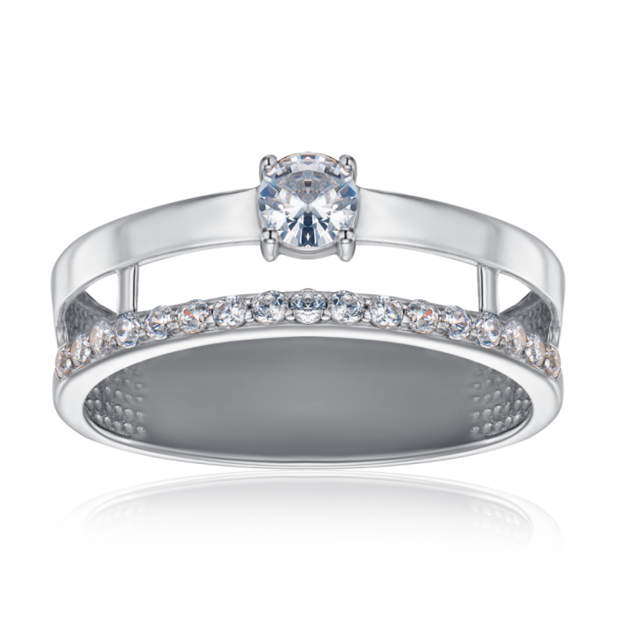 Срібна каблучка з фіанітами. Артикул 001124/12/1/140