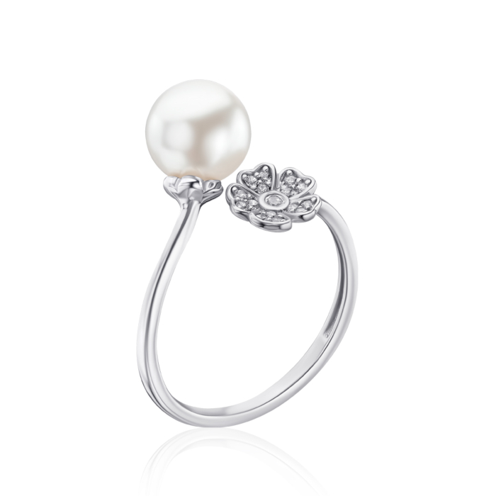 Срібна каблучка з перлиною. Артикул 001215/12/1/21390