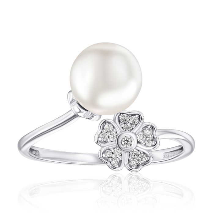 Срібна каблучка з перлиною. Артикул 001215/12/1/21390