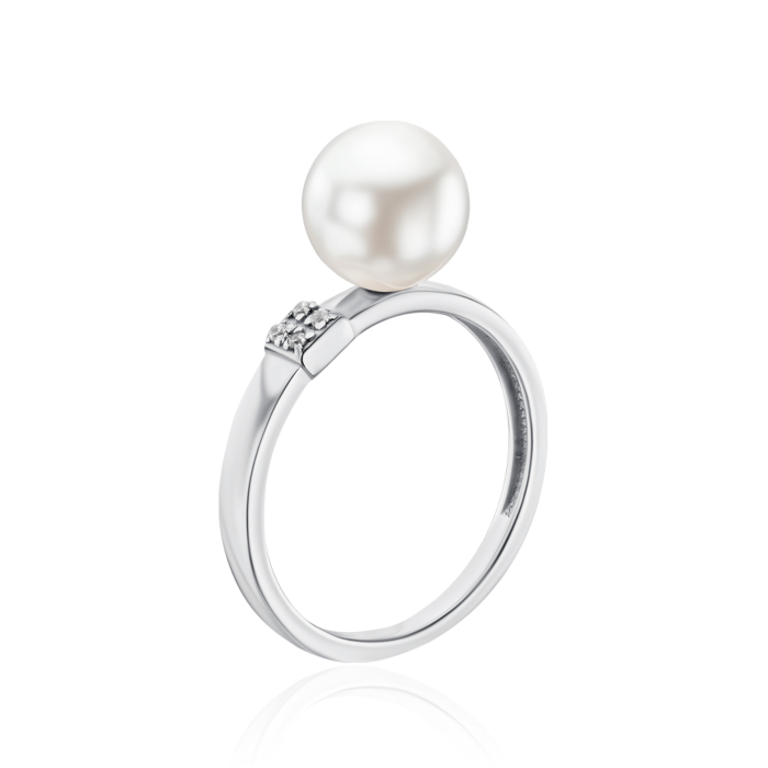 Серебряное кольцо с жемчугом. Артикул 001218/12/1/21381