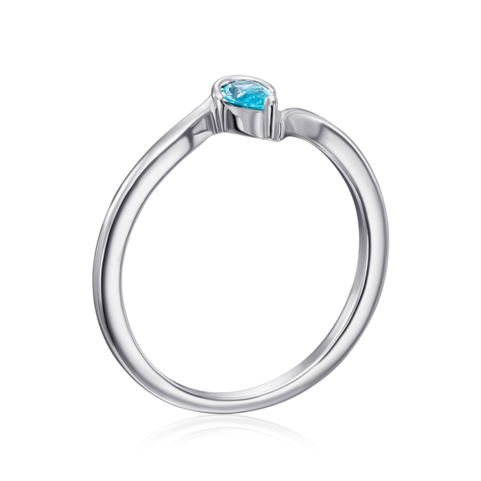 Сербряное кольцо с голубым фианитом. Артикул 001366/12/1/3187