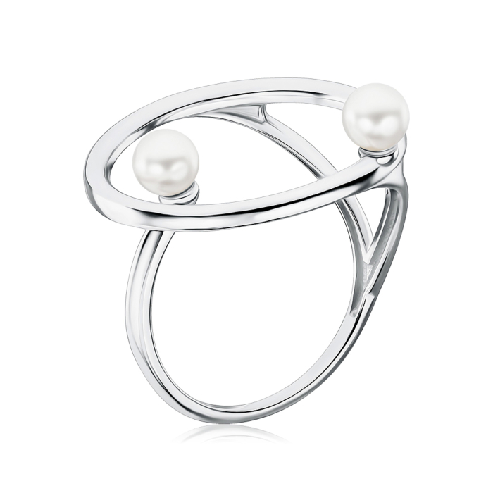 Серебряное кольцо с искусственным жемчугом 001463/12/1/21419