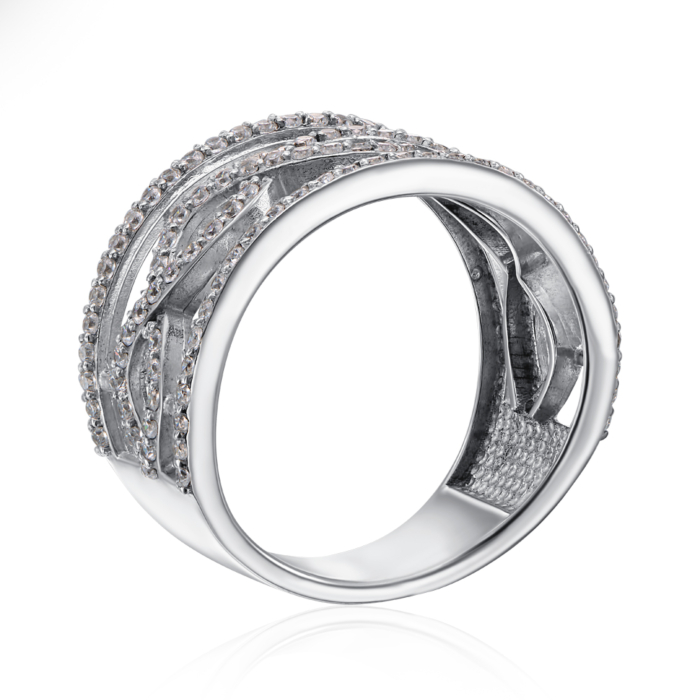 Срібна каблучка з фіанітами. Артикул 001466/12/1/1