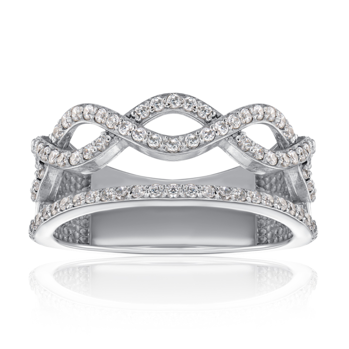 Срібна каблучка з фіанітами. Артикул 001466/12/1/1