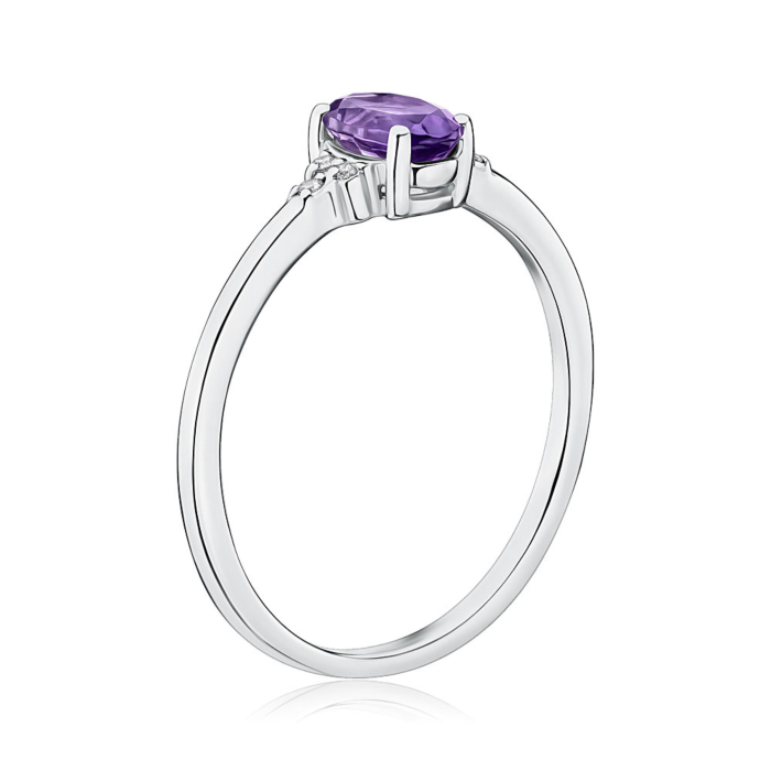 Срібна каблучка з аметистом та фіанітами 00355/12/1/5605