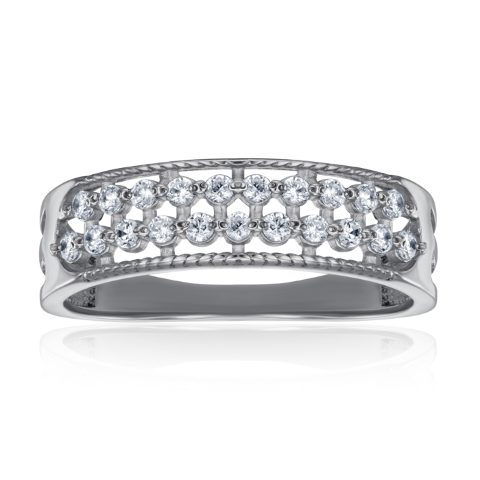 Срібна каблучка з фіанітами. Артикул 00701/12/1/46