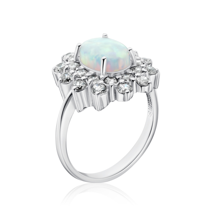 Серебряное кольцо с опалом и фианитами 00739/12/1/2137