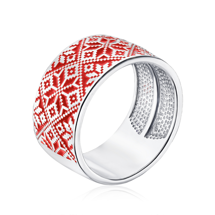 Срібна каблучка з червоною емаллю 00776/12/1/392 (с00776/к)