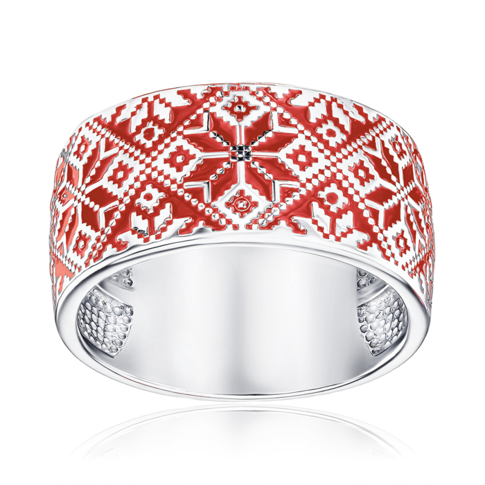 Срібна каблучка з червоною емаллю 00776/12/1/392 (с00776/к)