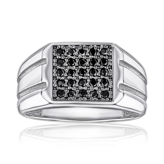 Срібна печатка з фіанітами. Артикул 00823/12/1/348