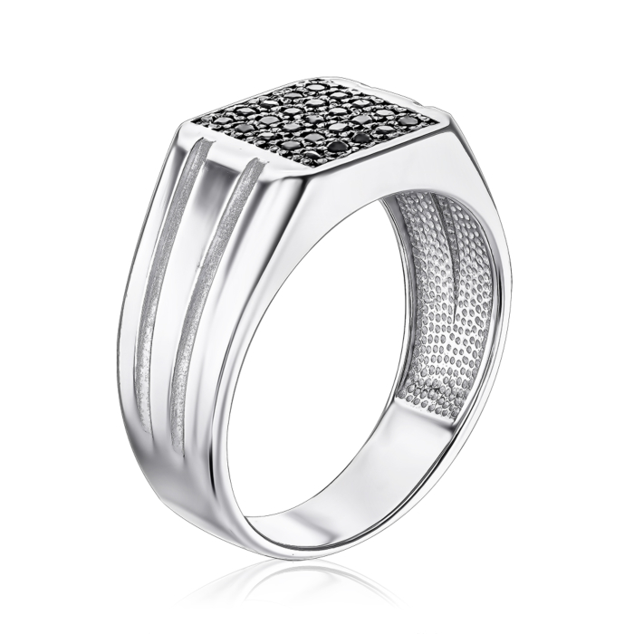 Срібна печатка з фіанітами. Артикул 00823/12/1/348