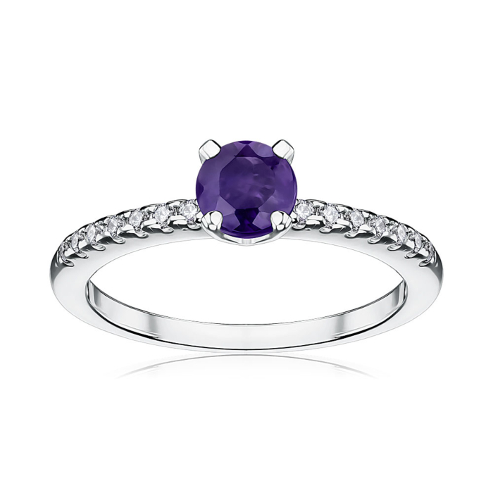 Срібна каблучка з аметистом та фіанітами 00837/12/1/5824