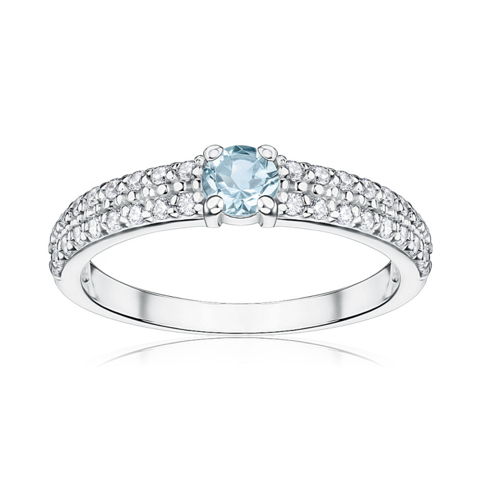 Срібна каблучка з топазом та фіанітами 00840/12/1/5868
