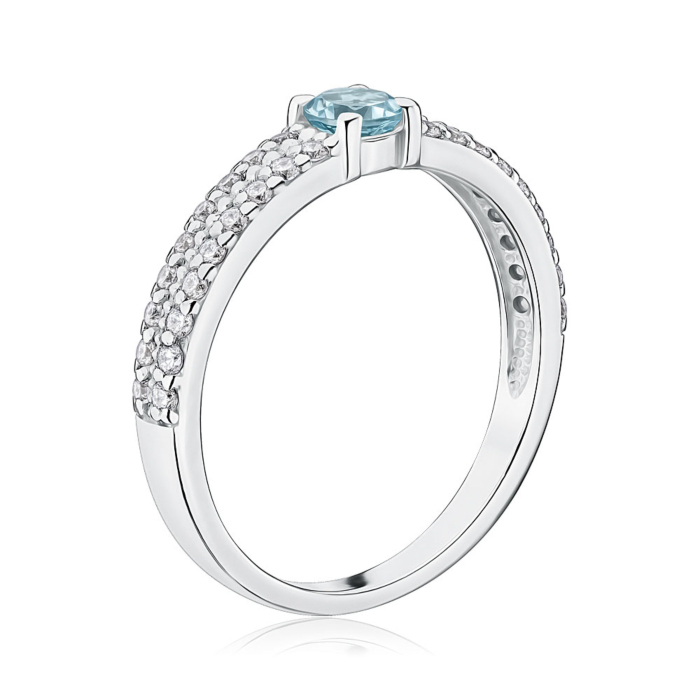 Срібна каблучка з топазом та фіанітами 00840/12/1/5868