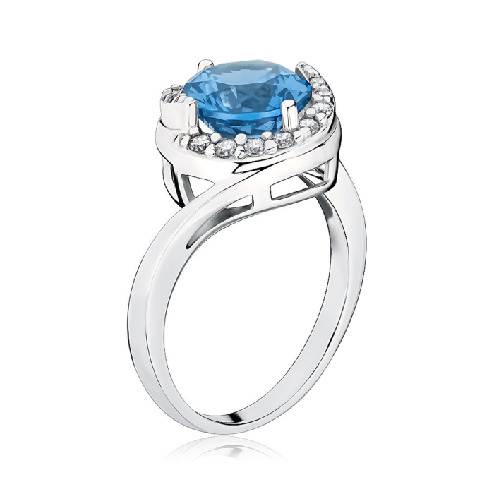 Срібна каблучка зі шпінеллю та фіанітами 00841/12/1/21303