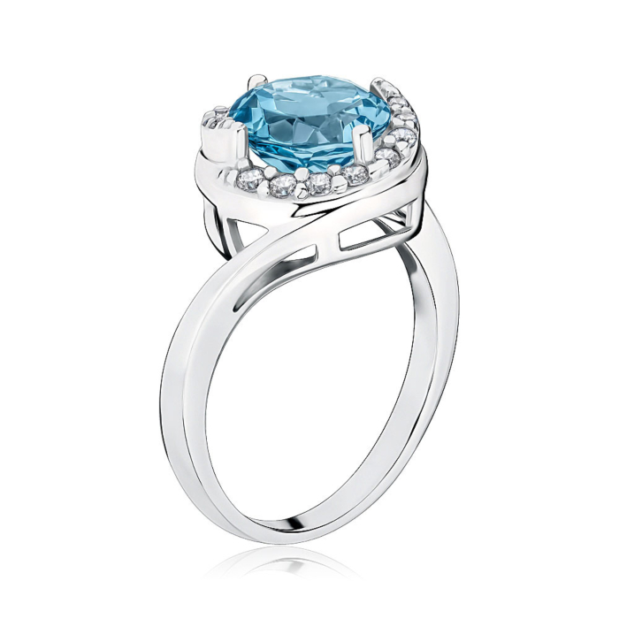 Срібна каблучка з топазом та фіанітами 00841/12/1/5825