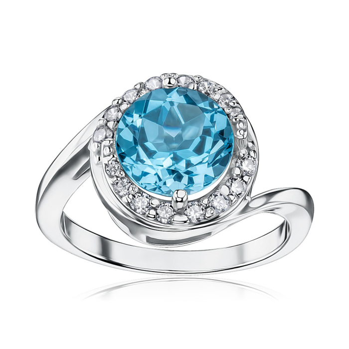 Срібна каблучка з топазом та фіанітами 00841/12/1/5825