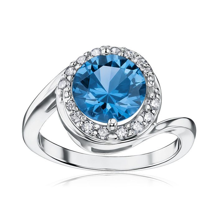 Срібна каблучка зі шпінеллю та фіанітами 00841/12/1/21303