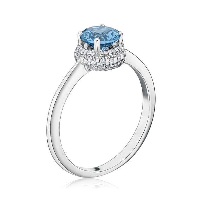 Серебряное кольцо со шпинелью и фианитами 00843/12/1/21292