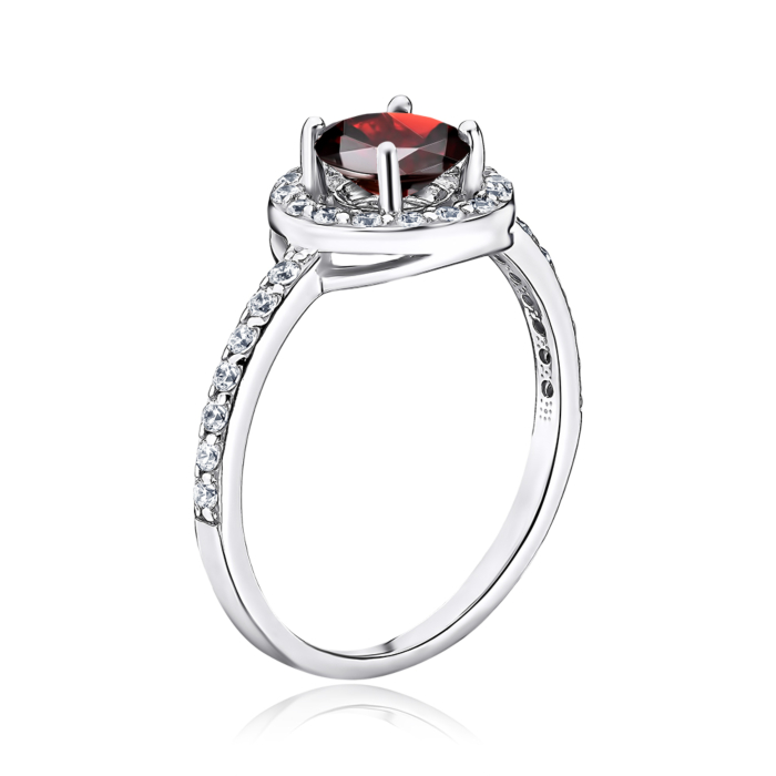 Каблучка зі срібла з гранатом та фіанітами 00851/12/1/5150
