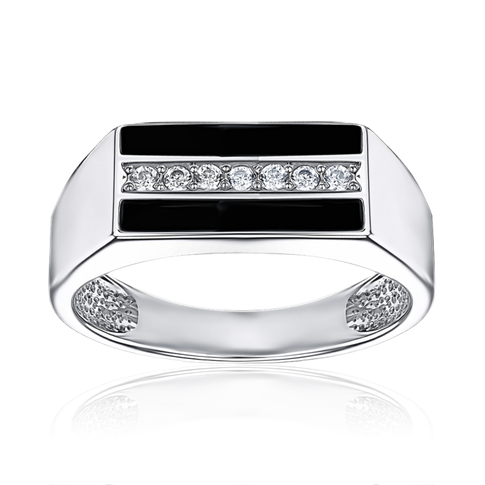 Срібна печатка з емаллю та фіанітами 00870/12/1/397