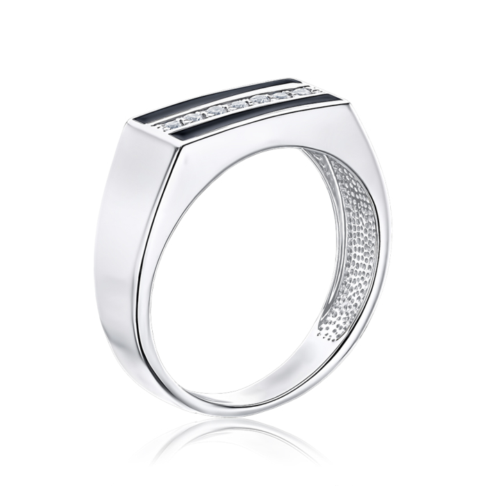 Срібна печатка з емаллю та фіанітами 00870/12/1/397