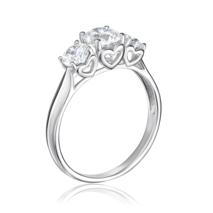 Серебряное кольцо «Сердце» с кристаллами S. Артикул 00892/12/1/1032