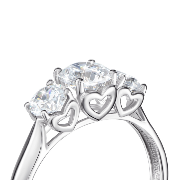 Серебряное кольцо «Сердце» с кристаллами S. Артикул 00892/12/1/1032