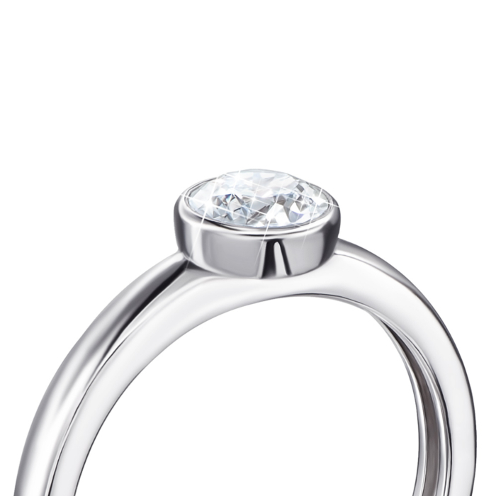 Серебряное кольцо с фианитом S. Артикул 00895/12/1/21