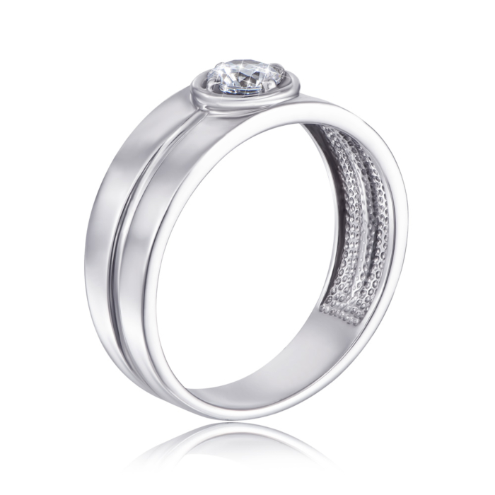 Серебряная печатка с фианитом. Артикул 00900/12/1/100