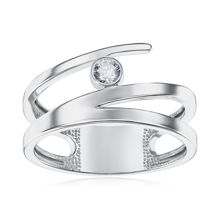 Срібна каблучка з фіанітом 00945/12/1/28