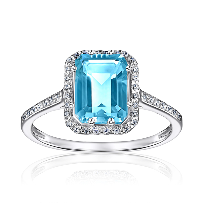 Серебряное кольцо с топазом и фианитами 00947/12/1/7581