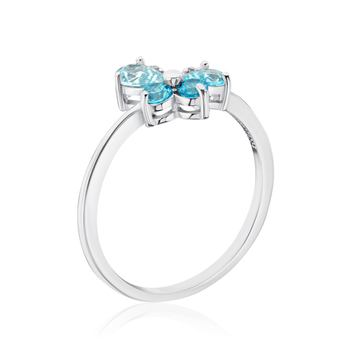 Серебряное кольцо с голубыми фианитами 00967/12/1/2547