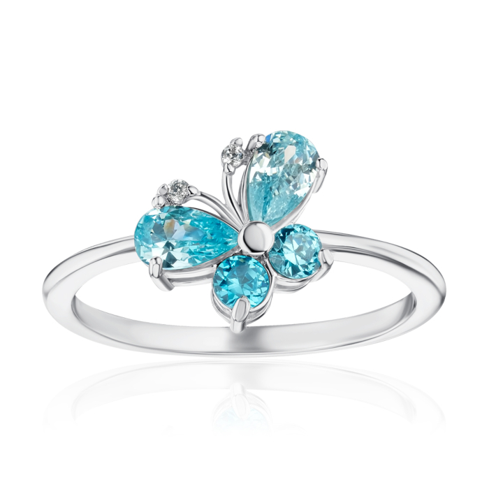 Серебряное кольцо с голубыми фианитами 00967/12/1/2547