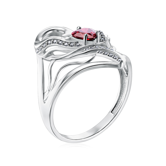 Серебряное кольцо «Лебединая любовь» с фианитами 00970/12/1/2907