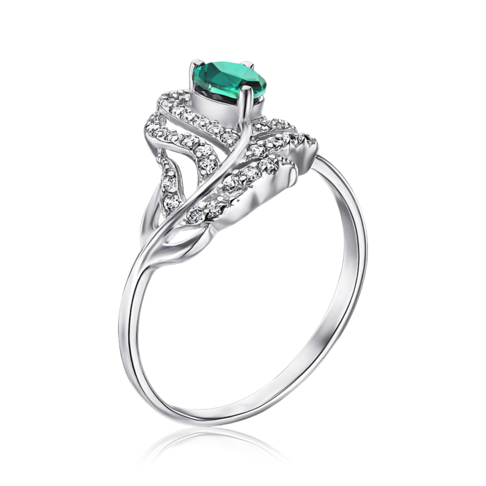 Серебряное кольцо с кварцем и фианитами. Артикул 00981/12/1/21305