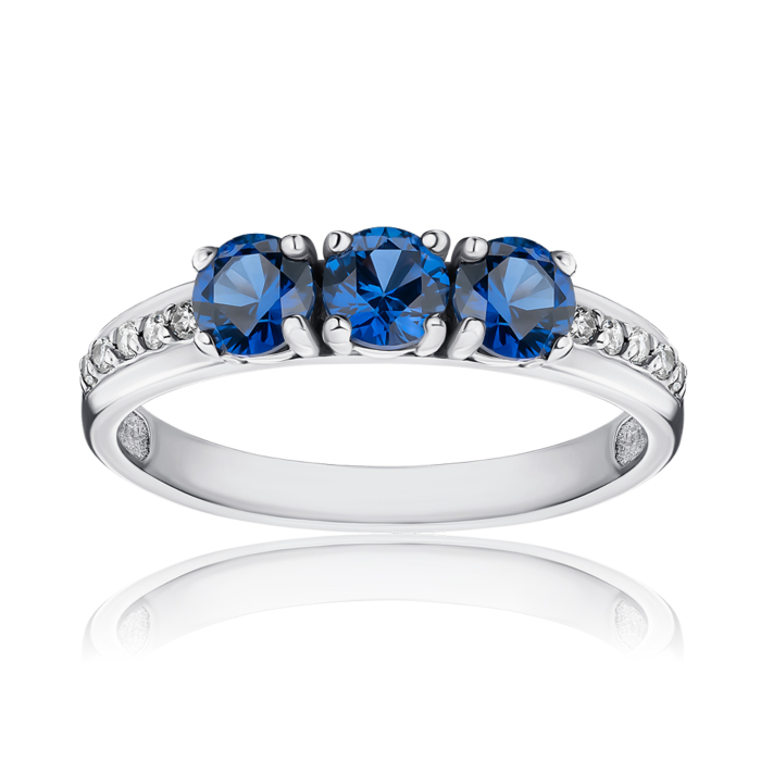 Серебряное кольцо с искусственными сапфирами и фианитами 00989/12/1/1449