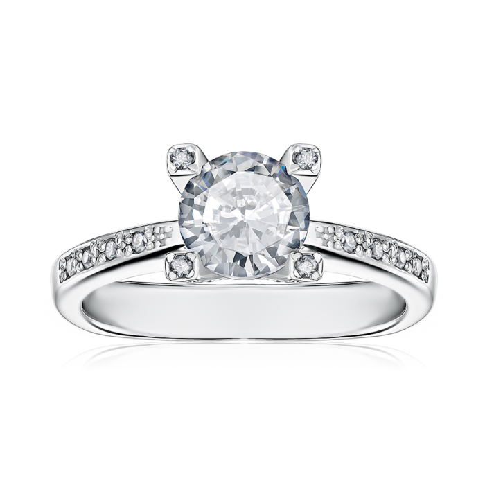 Срібна каблучка з фіанітами 00993-1/12/1/114