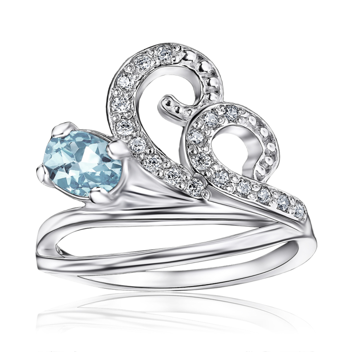 Серебряное кольцо с топазом и фианитами 00994/12/1/5938