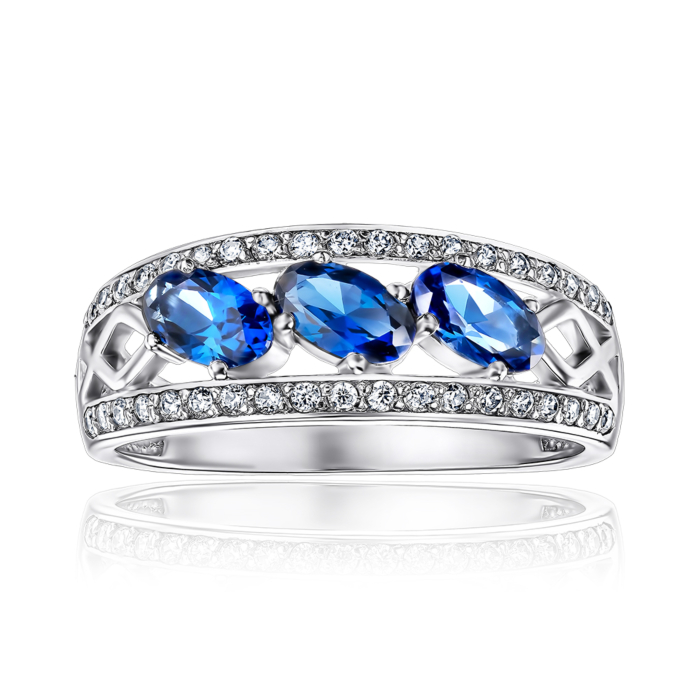 Срібна каблучка з сапфіром. Артикул 00996/12/1/3095