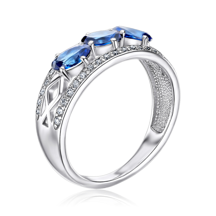 Срібна каблучка з сапфіром. Артикул 00996/12/1/3095