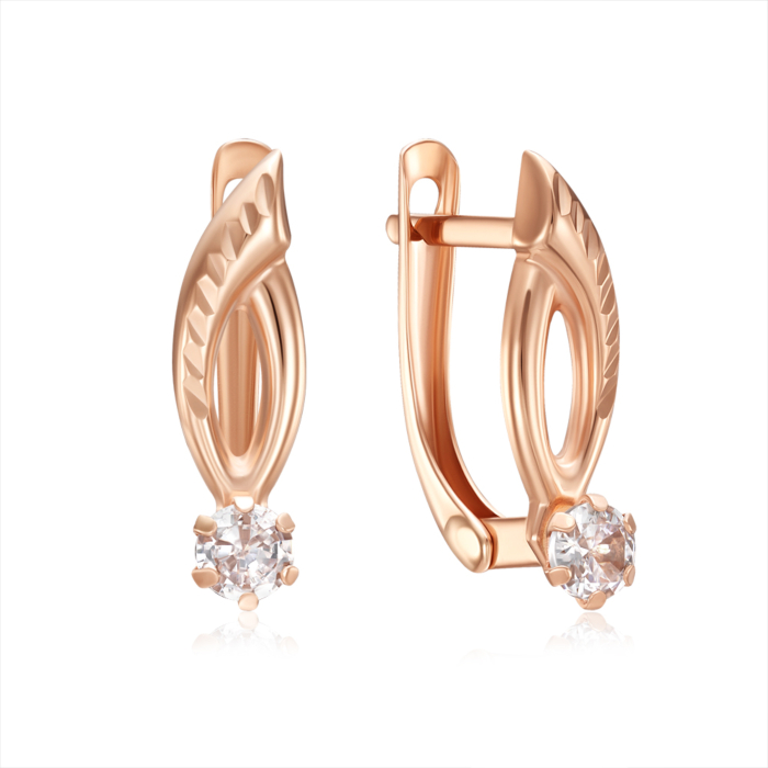 Золотые серьги с фианитом. Артикул 02437-1/01/2/53