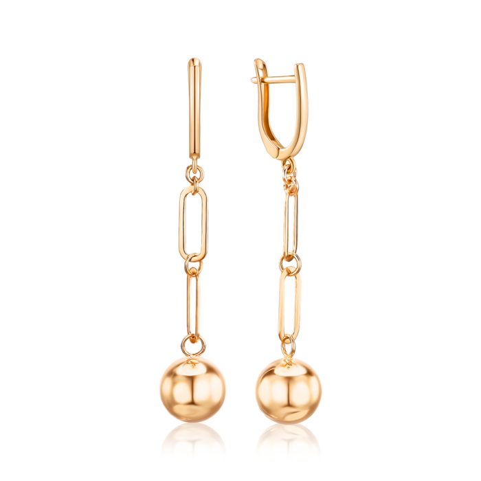 Золотые серьги-подвески без вставки 02446/01/0